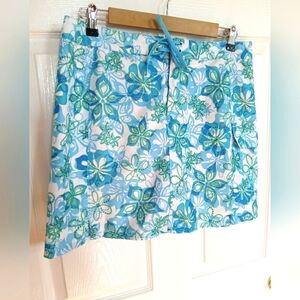 Floral Blue and Green Tropical Women's Skirt Swim Pool Resort Cruise Size 6